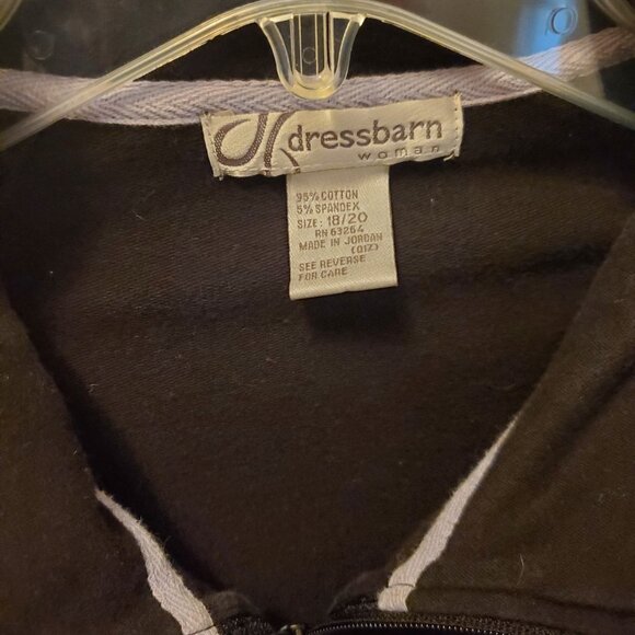 Women's Dress Barn Black Zip Jacket, Size 18-20, White Stripes,, Good Condition - Picture 2 of 3